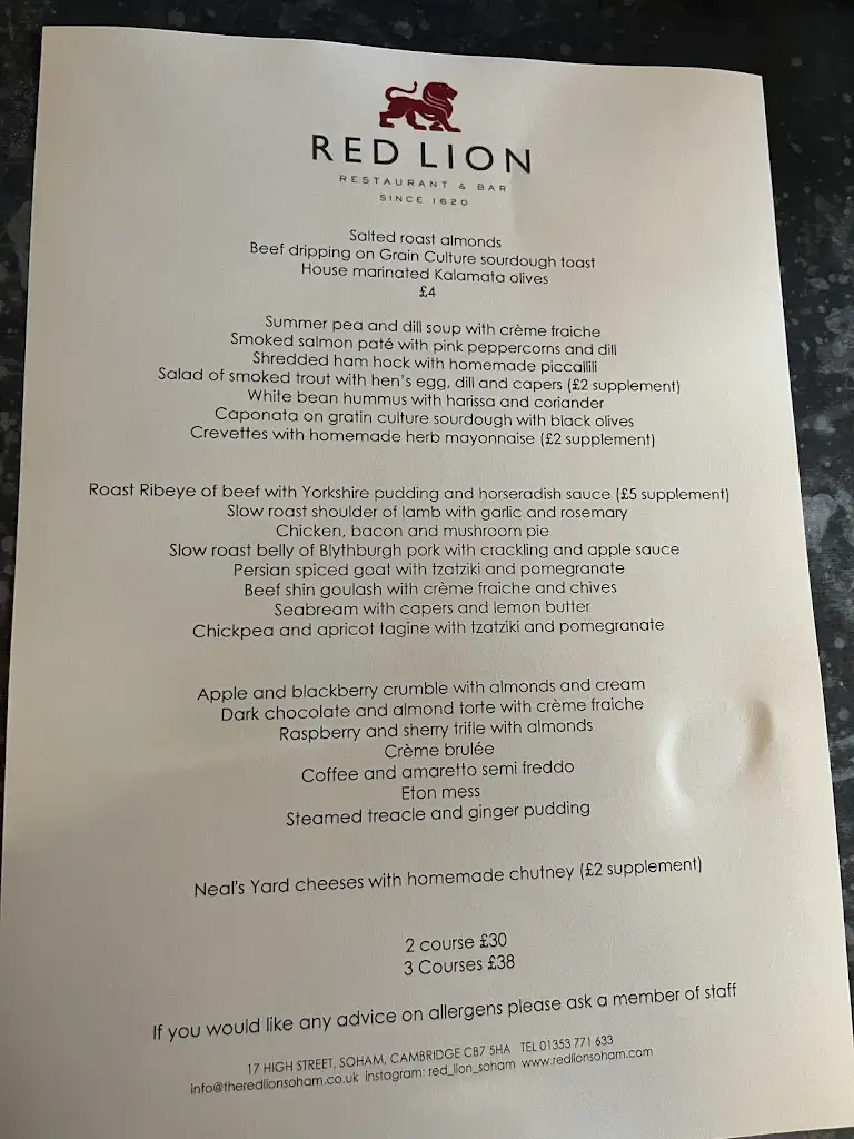 Menu_Red Lion Soham_Soham_image_1