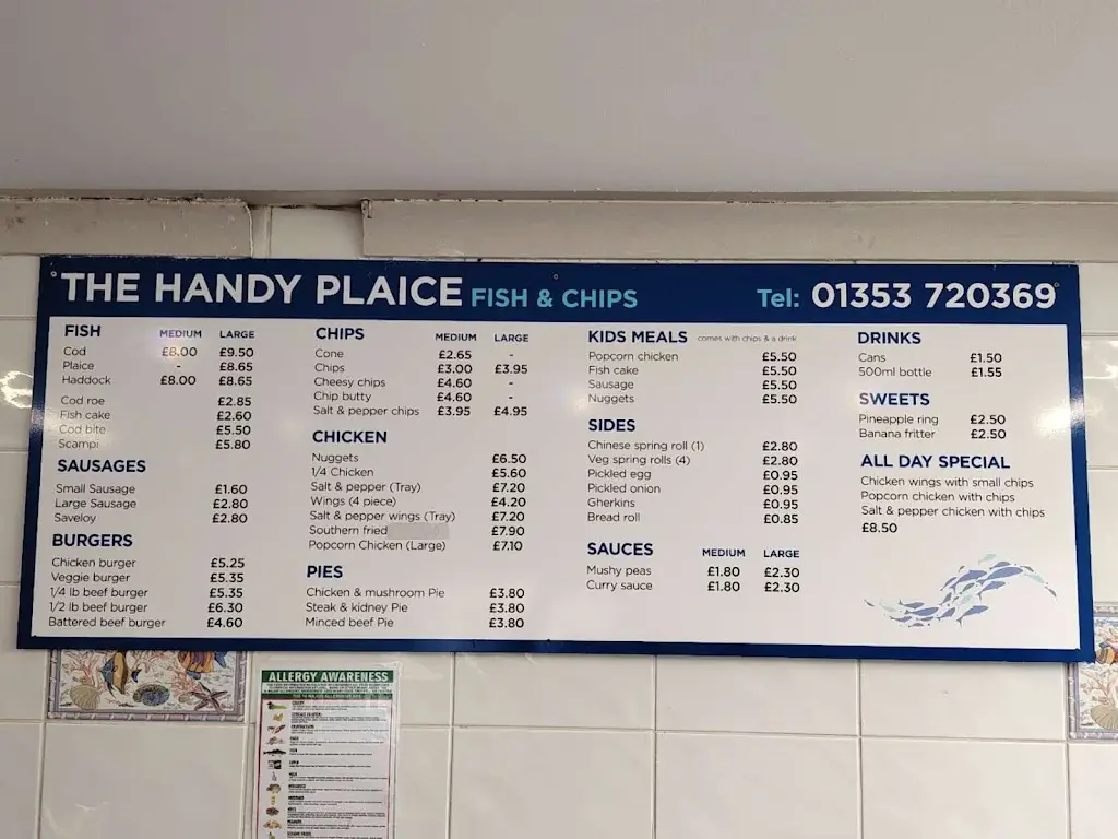 Menu_The Handy Plaice_Soham_image_1