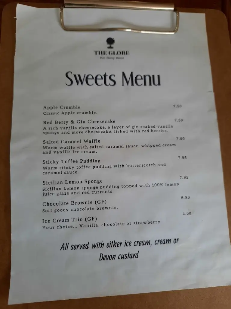 Menu_The Globe_Somerton_image_4