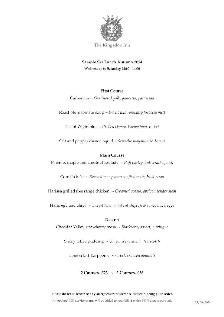 Menü_Kingsdon Inn_Somerton_Bild_3