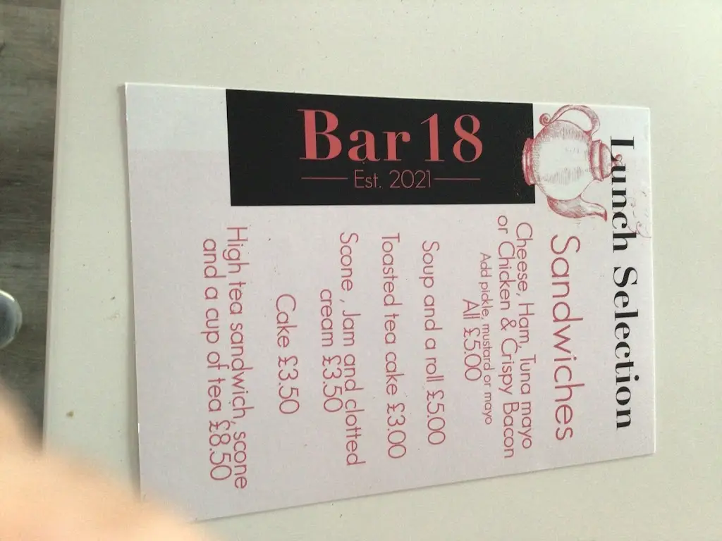 Menu_BAR 18 and The tipsy Teapot_South Hayling_image_3