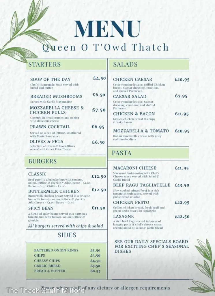 Menu_Queen O T'Owd Thatch_South Milford_image_3