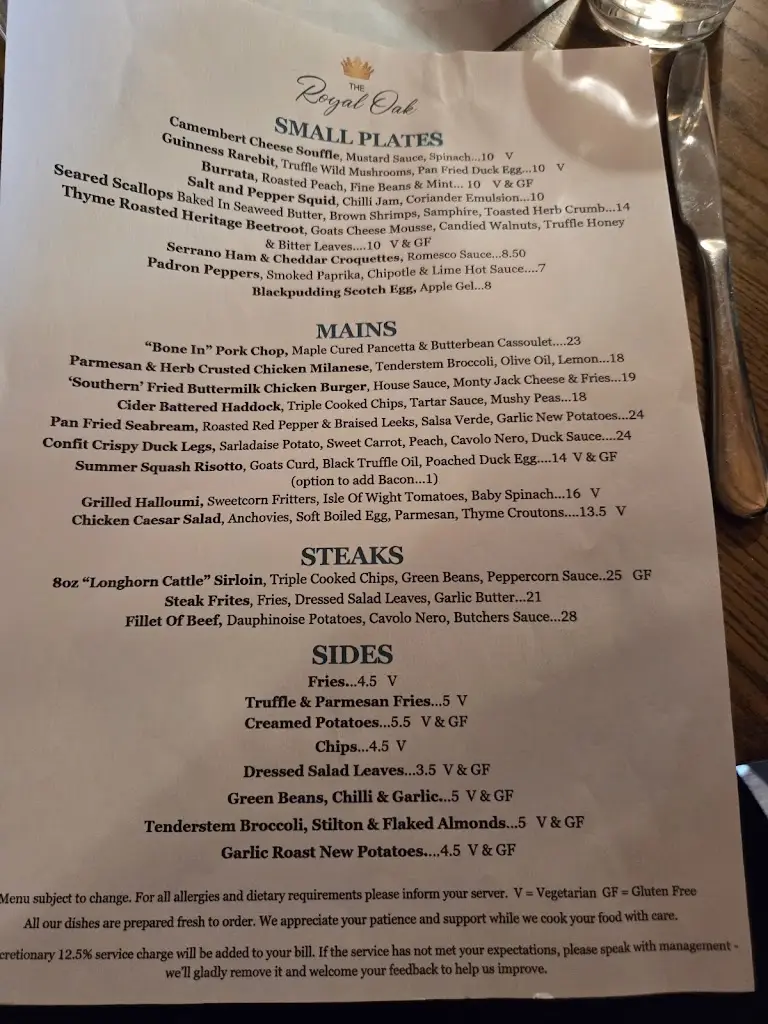 Menu_The Royal Oak, South Cerney_South Cerney_immagine_1