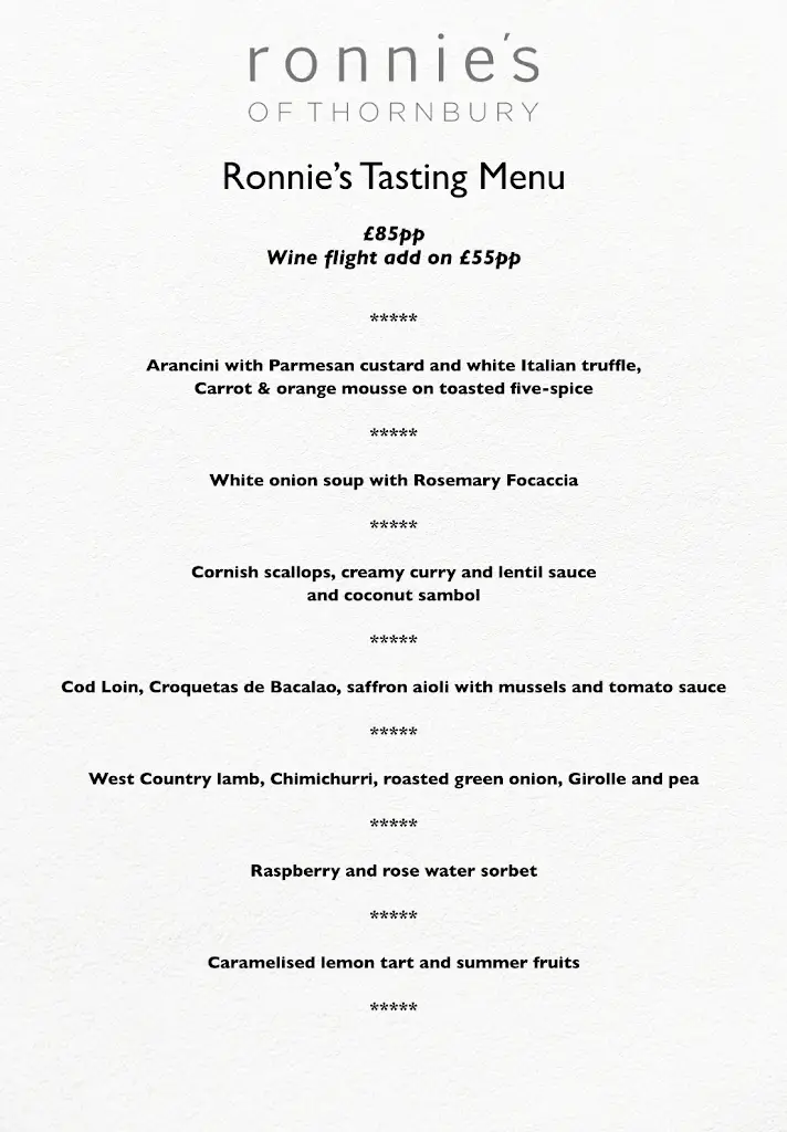 Menu_Ronnie's of Thornbury_South Gloucestershire_image_3