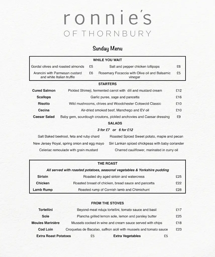Menu_Ronnie's of Thornbury_South Gloucestershire_image_4