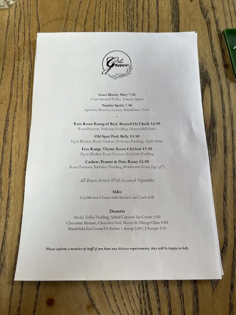 Menu_The Grace_South Gloucestershire_image_3
