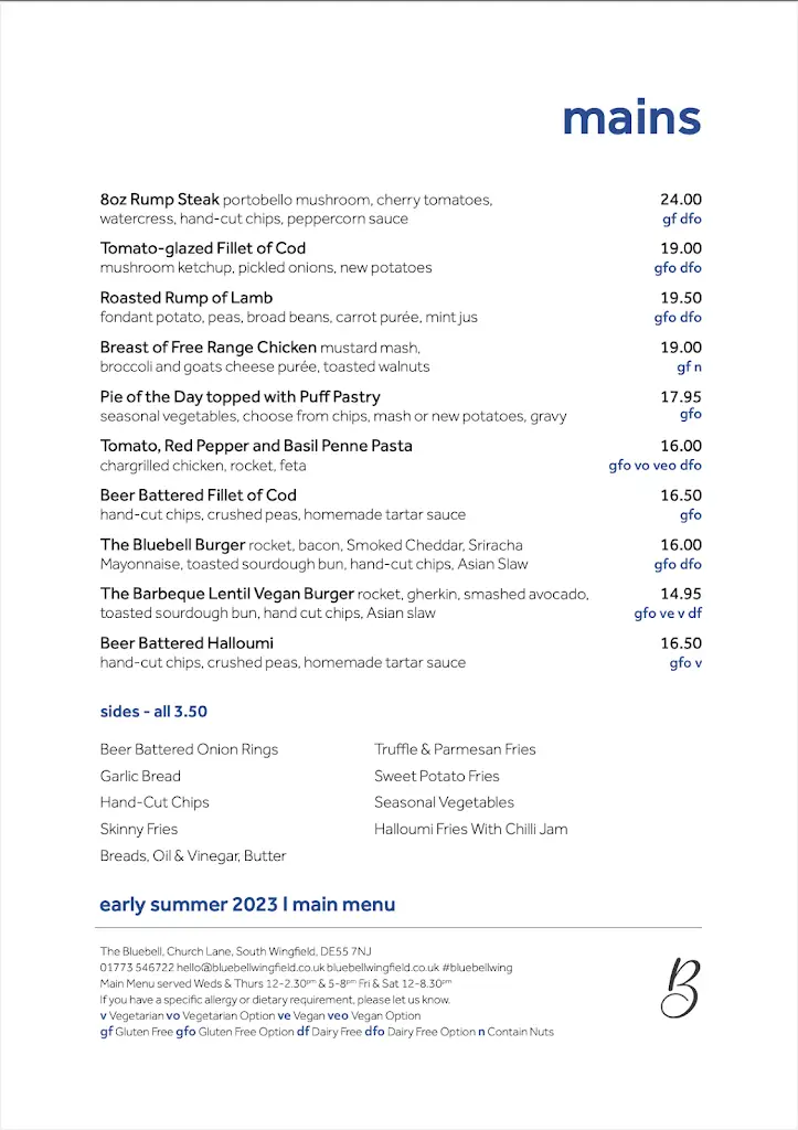 Menu_The Bluebell_South Wingfield_image_2
