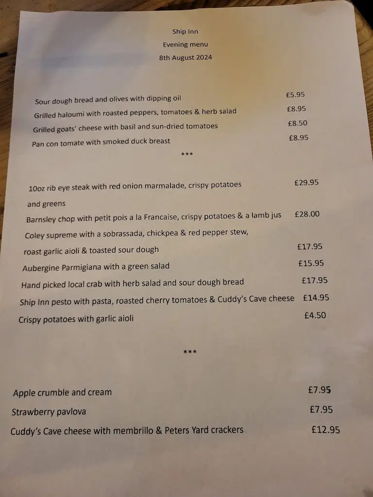 Menu_The Ship Inn_Beadnell_image_2