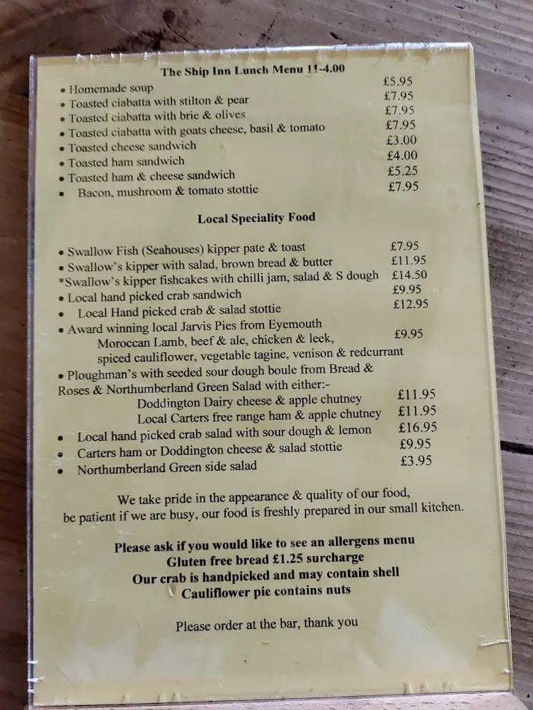 Menu_The Ship Inn_Beadnell_image_4