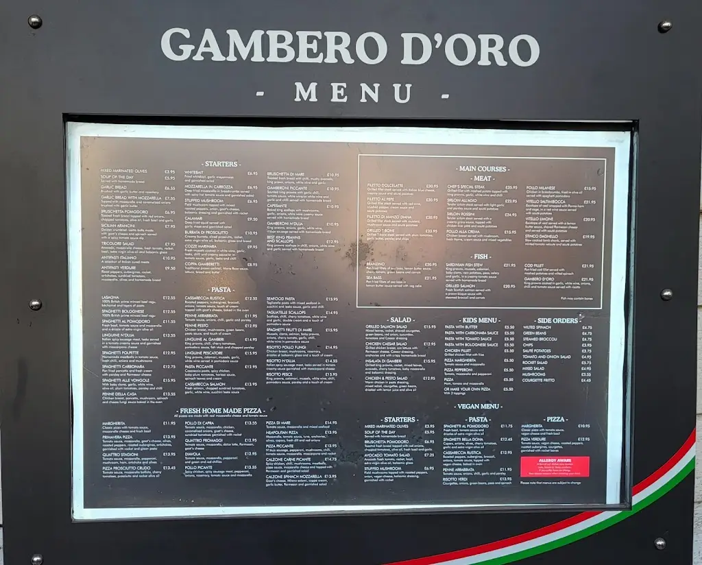 Menu_Gambero D'oro Benfleet_South Benfleet_image_1