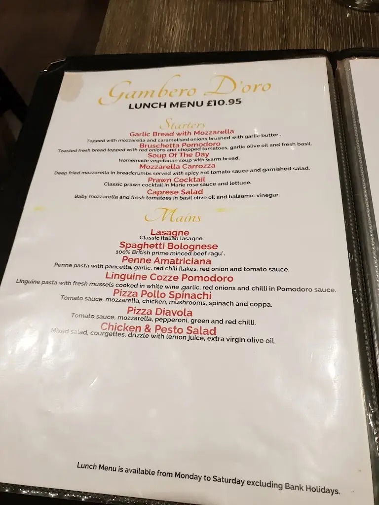 Menu_Gambero D'oro Benfleet_South Benfleet_image_2