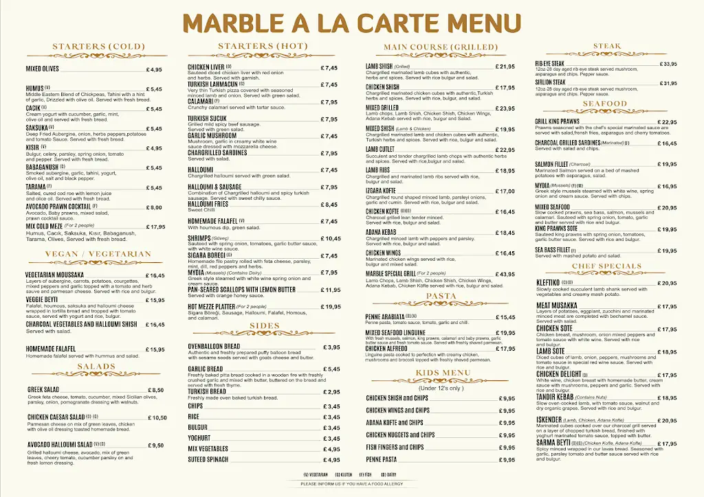 Menu_Marble Restaurant_South Benfleet_immagine_1