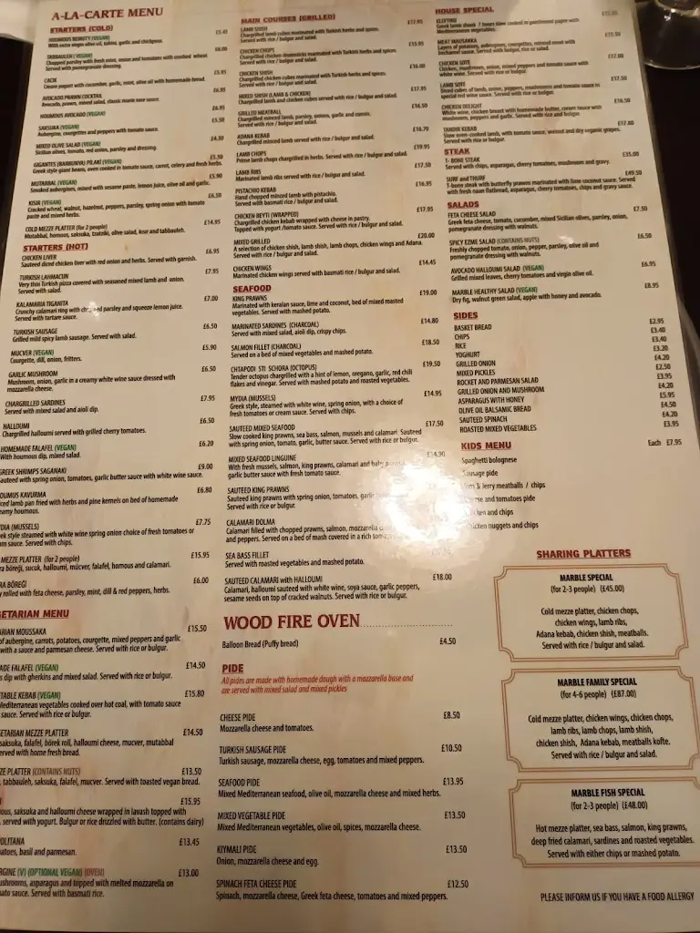 Menu_Marble Restaurant_South Benfleet_immagine_3