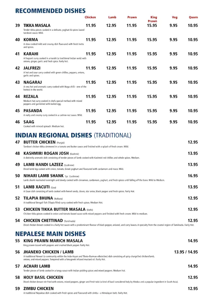Menu_Maharaja Restaurant_South Benfleet_image_3