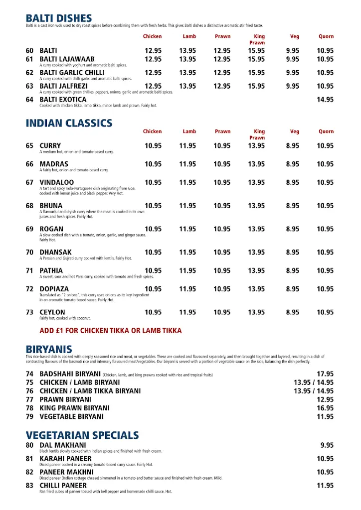 Menu_Maharaja Restaurant_South Benfleet_image_4