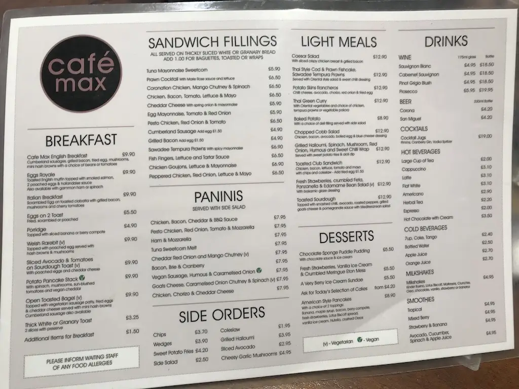 Menu_Cafe Max_South Benfleet_image_1