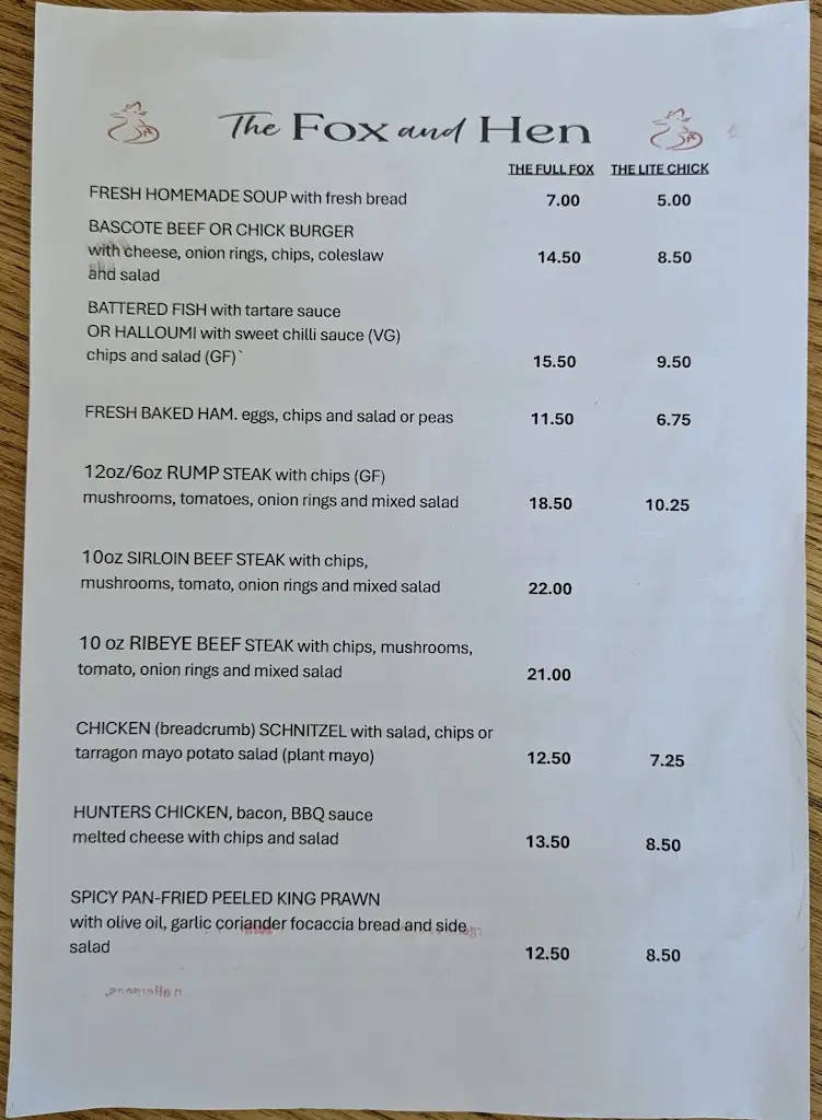 Menu_The Fox & Hen_Southam_image_4