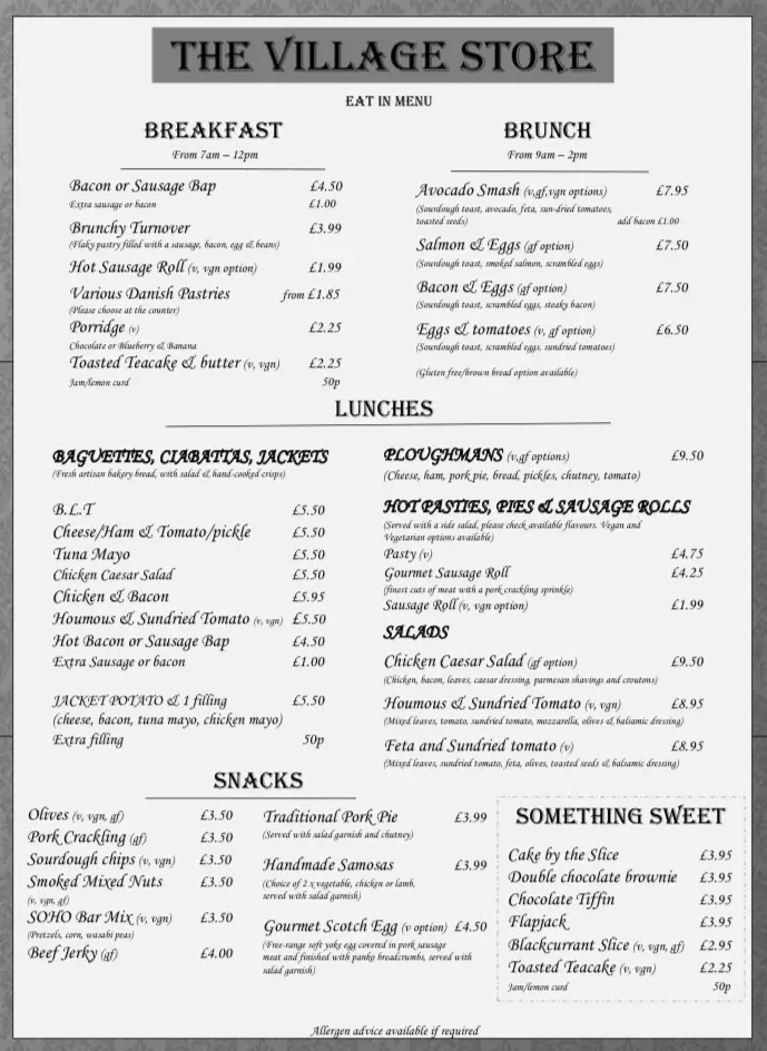 Menu_The Village Store_Southam_image_2