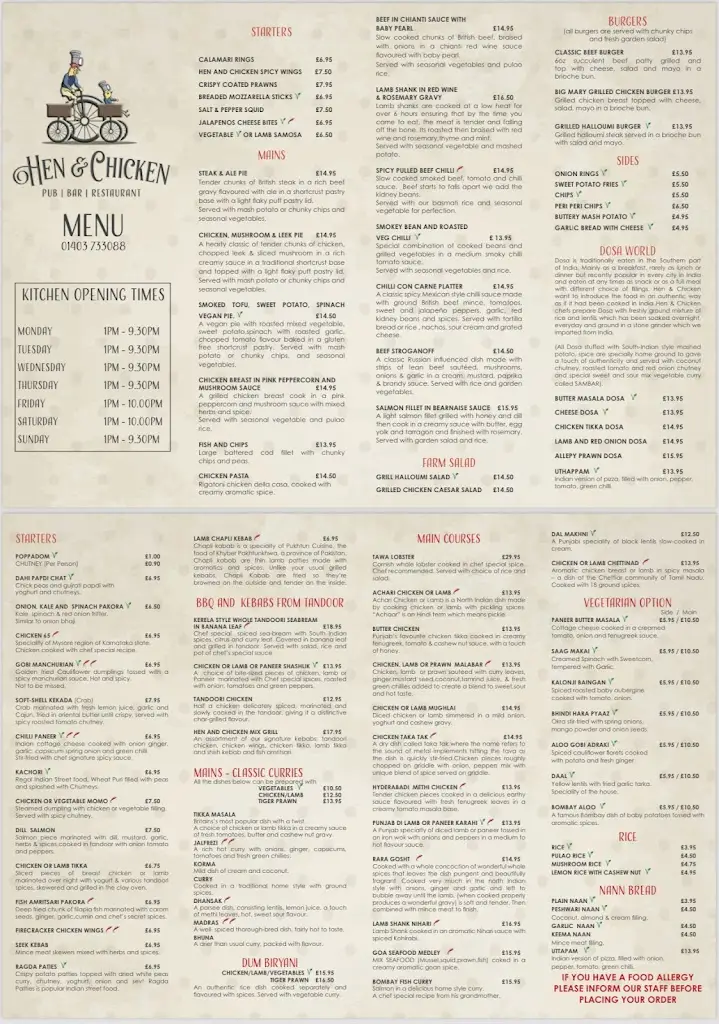 Menu_Hen & Chicken_Southwater_image_1