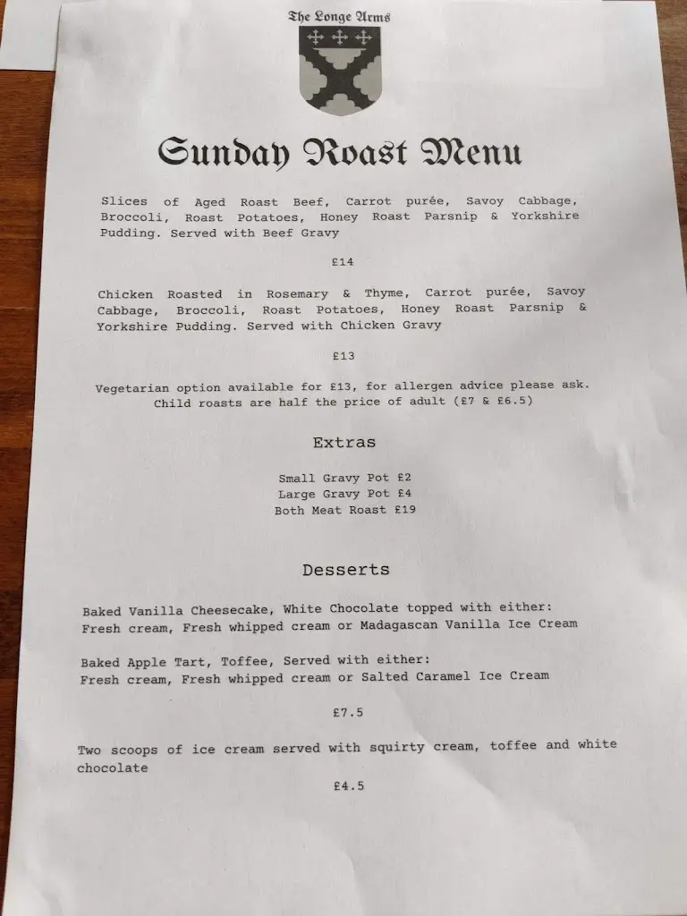 Menu_The Longe Arms_Spixworth_immagine_1