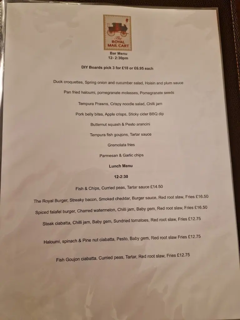 Menu_The Royal Mail Cart_Spalding_image_2