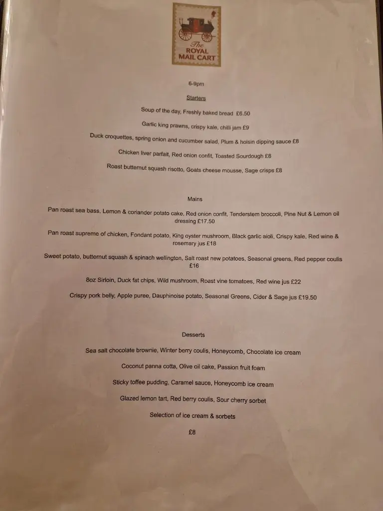 Menu_The Royal Mail Cart_Spalding_image_4