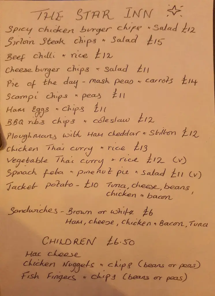 Menu_The Star Inn_St Mary's Bay_image_1