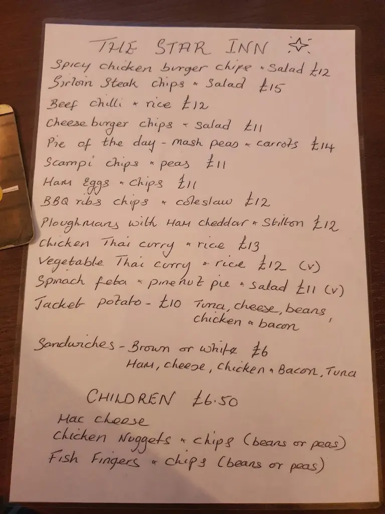 Menu_The Star Inn_St Mary's Bay_image_2