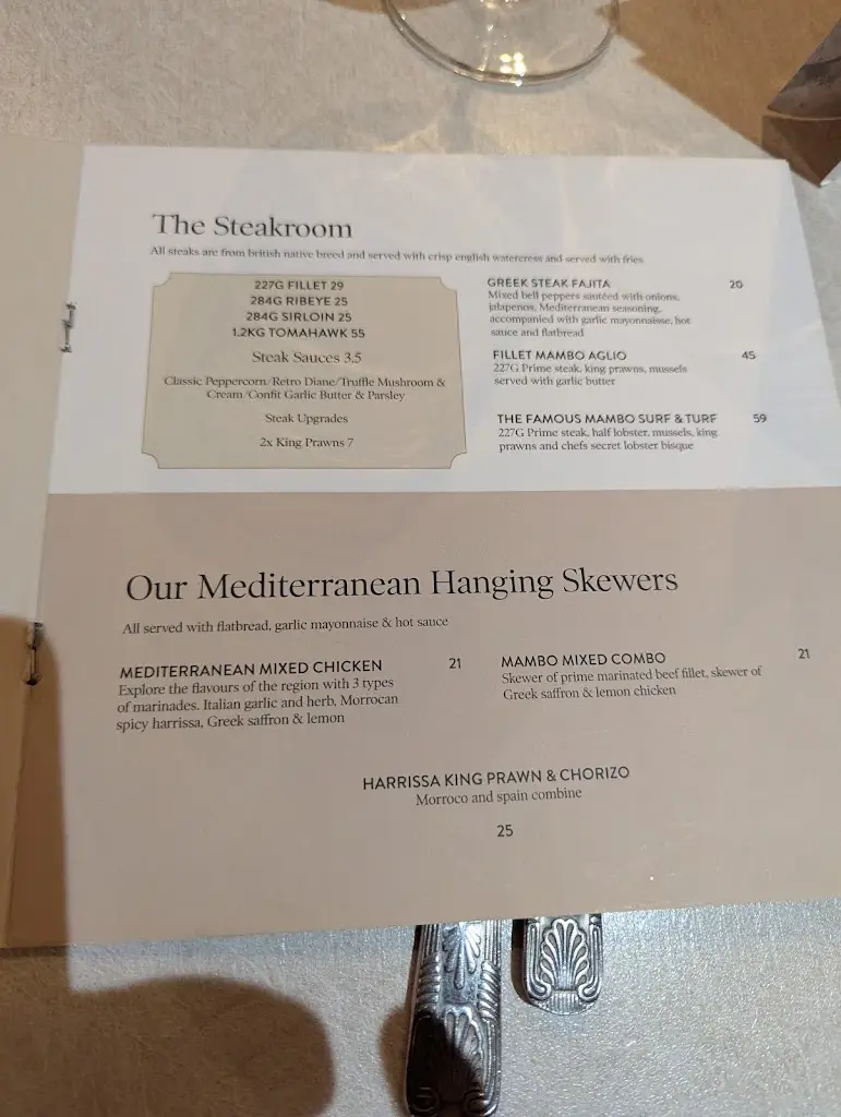 Menu_Mambo Wine and Dine_South Tyneside_image_1