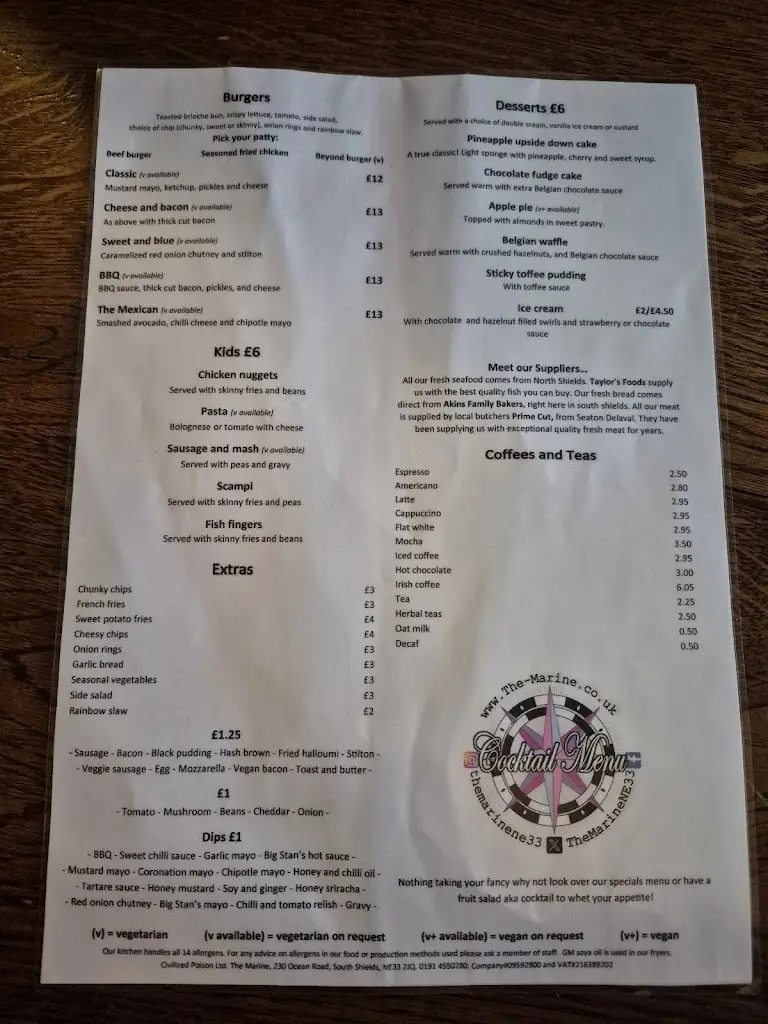 Menu_The Marine_South Tyneside_image_1