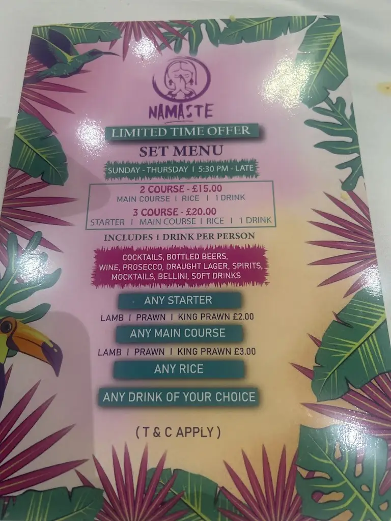 Menu_Namaste Indian Restaurant & Kings Prosecco Lounge_South Tyneside_image_1