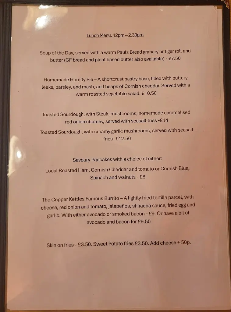 Menu_The Copper Kettle_St Just_image_4