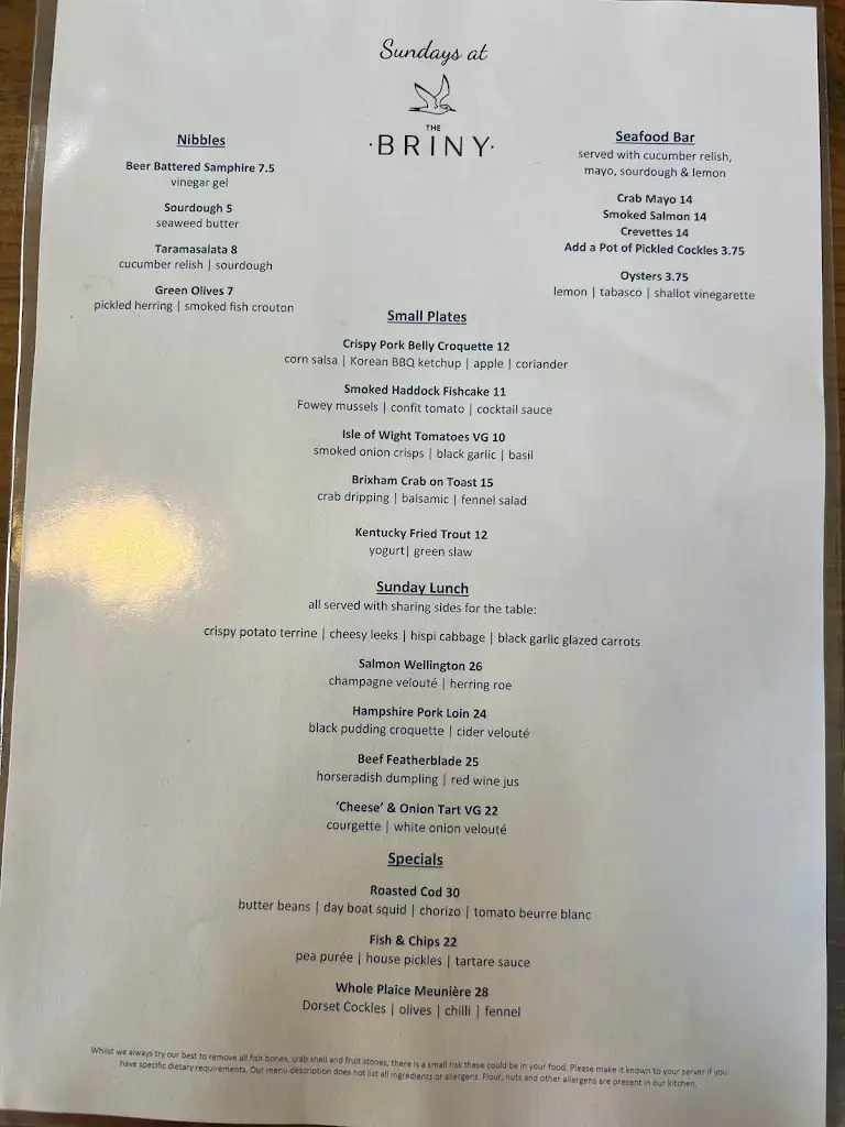 Menu_The Briny_Southsea_image_1