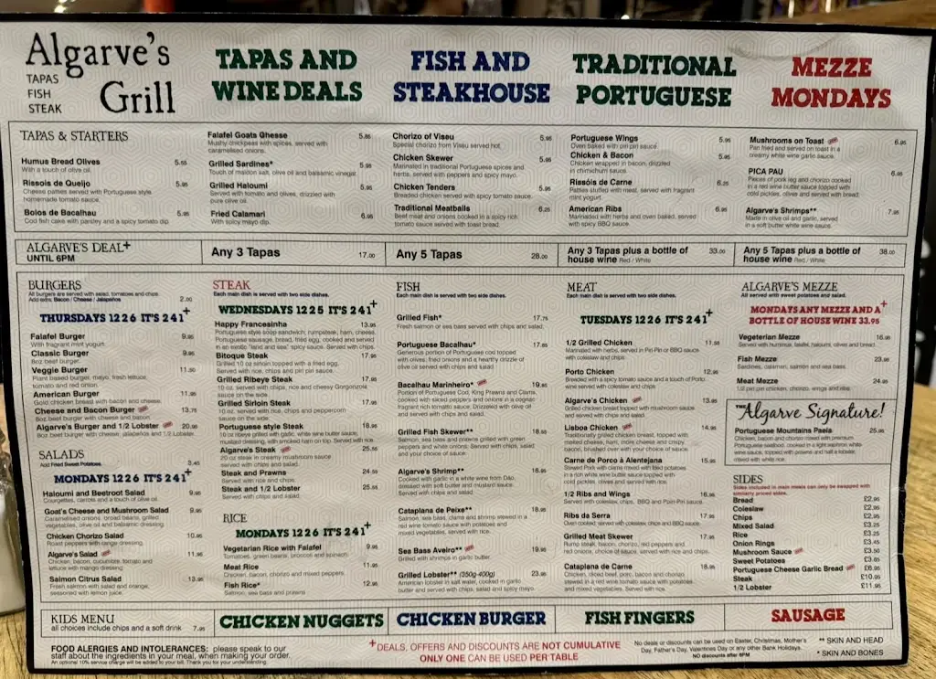 Menu_Algarve's Grill_Southsea_image_1
