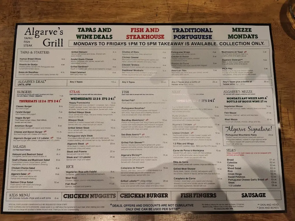 Menu_Algarve's Grill_Southsea_image_3