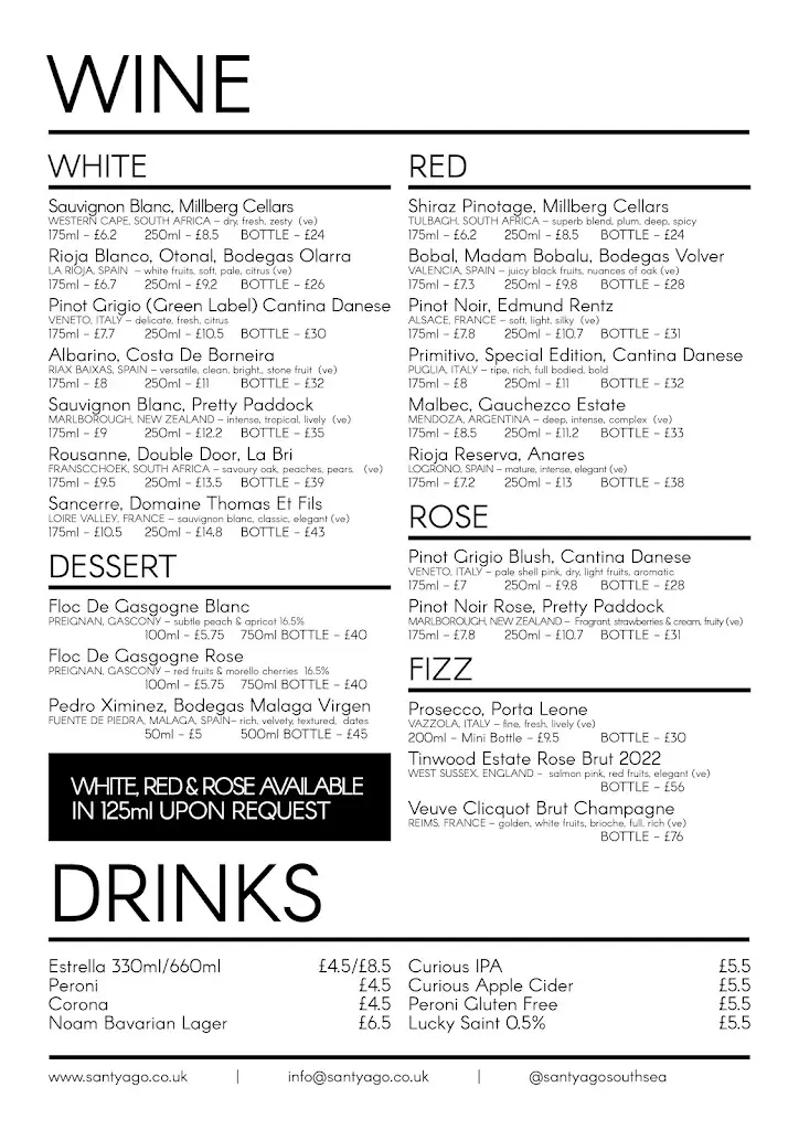 Menu_Sant Yago_Southsea_image_1