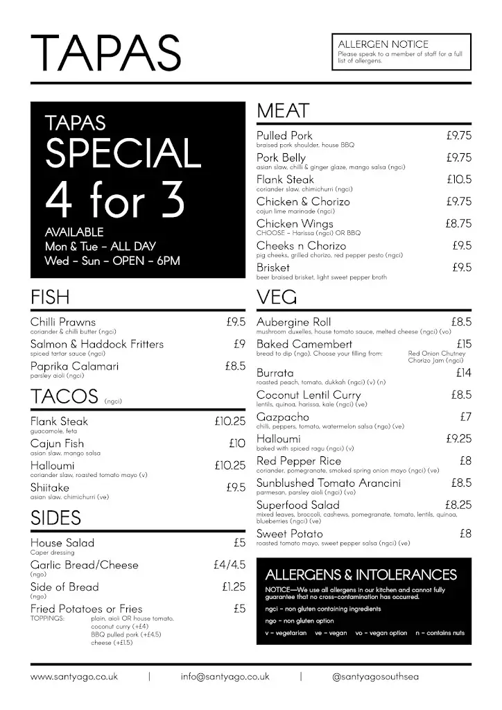 Menu_Sant Yago_Southsea_image_2