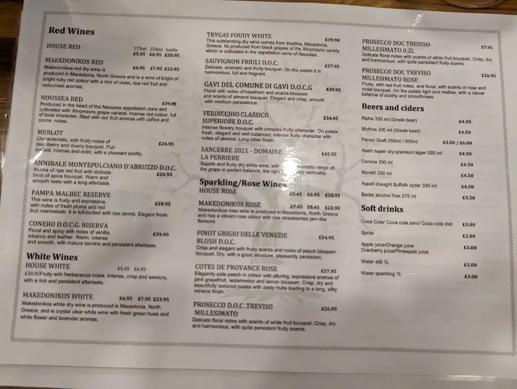 Menu_El Greco_Southsea_image_1