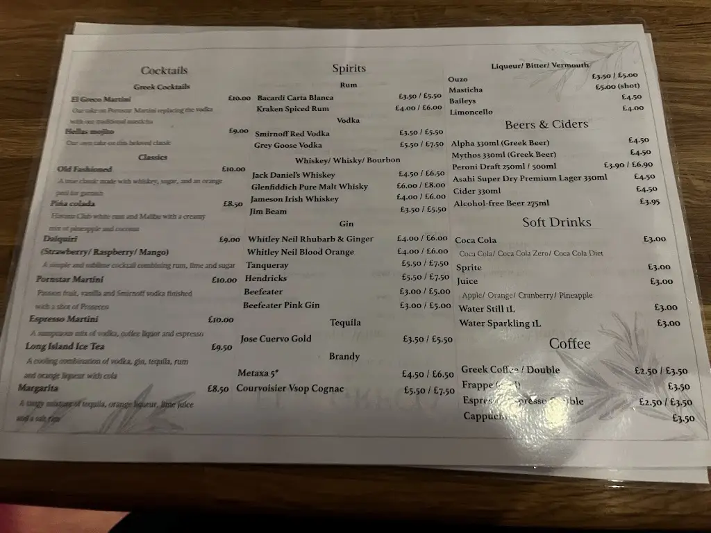 Menu_El Greco_Southsea_image_2