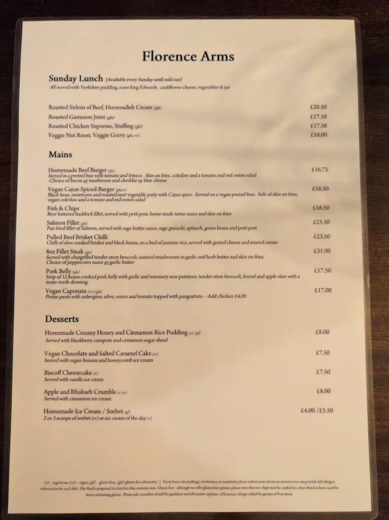 Menu_The Florence Southsea_Southsea_image_1