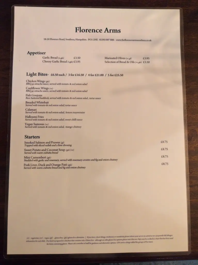 Menu_The Florence Southsea_Southsea_image_2