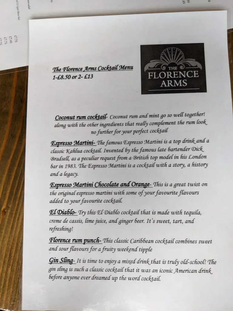 Menu_The Florence Southsea_Southsea_image_4