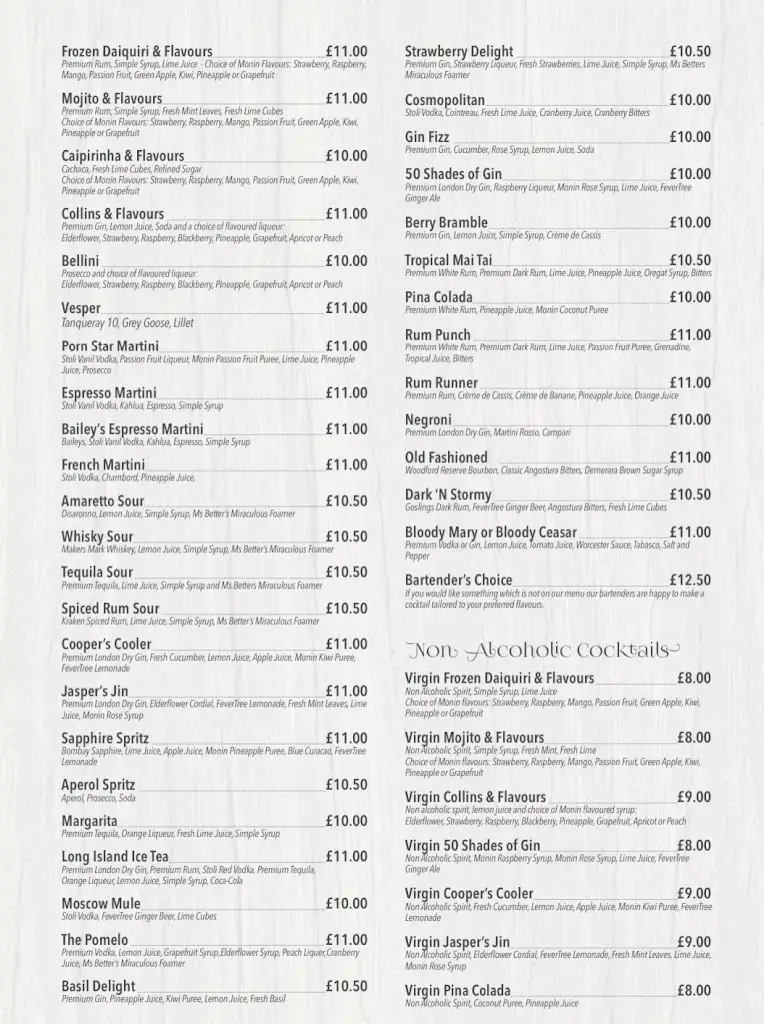 Menu_Gin and Olive Southsea_Southsea_image_1