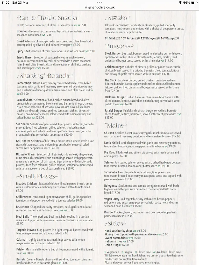 Menu_Gin and Olive Southsea_Southsea_image_4