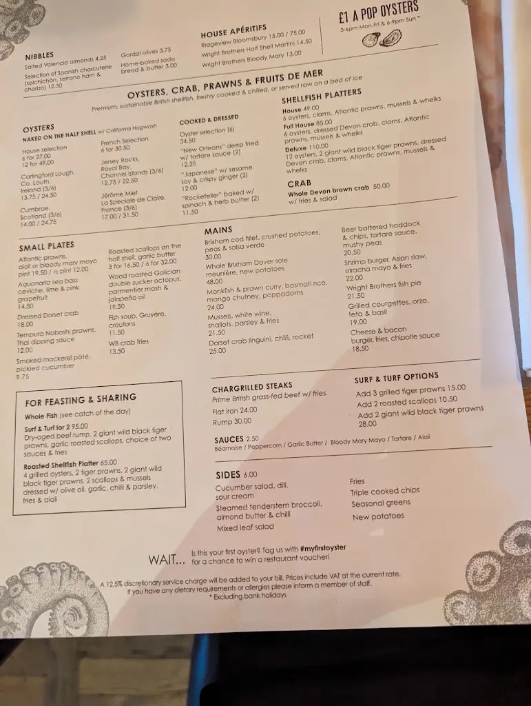 Menu_Wright Brothers Battersea Power Station_Battersea_immagine_2