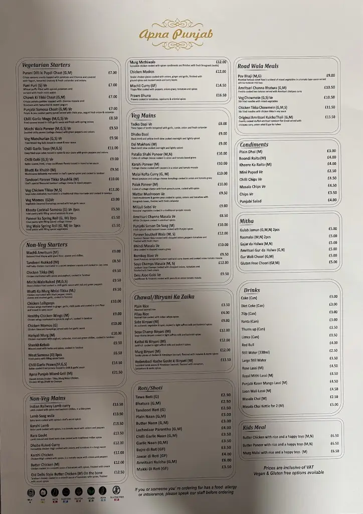 Menu_Apna Punjab_Southall_image_2