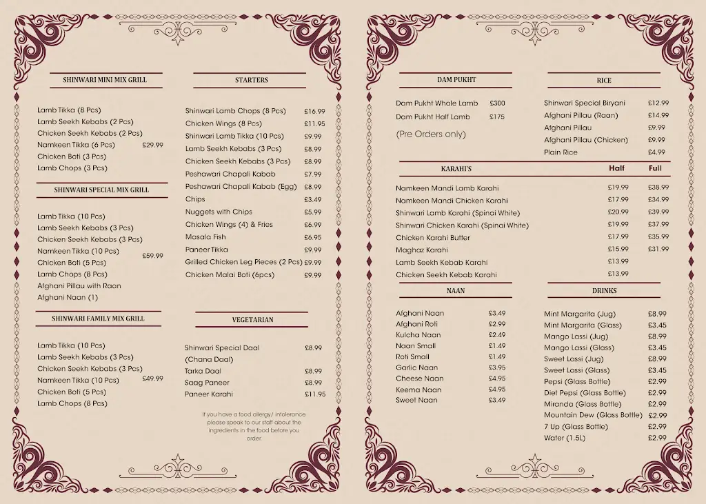 Menu_Shinwari Southall_Southall_immagine_1