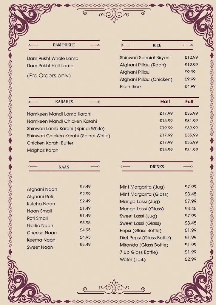 Menu_Shinwari Southall_Southall_immagine_2