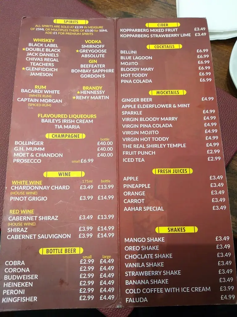 Menu_Aahar Indian Vegetarian Restaurant_Southall_image_2