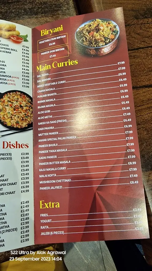 Menu_Aahar Indian Vegetarian Restaurant_Southall_image_3